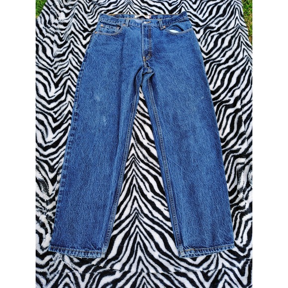 Vintage Levis 550 Relaxed‎ Fit Jeans Mens 36x32 Blue Distressed Baggy Y2K - Picture 1 of 15